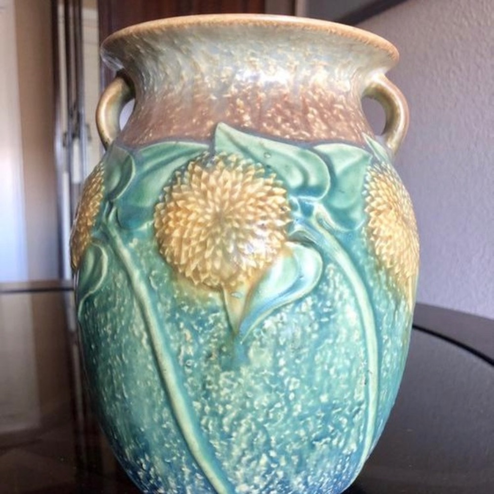 Roseville Sunflower Vase Pottery 1930's Vintage
